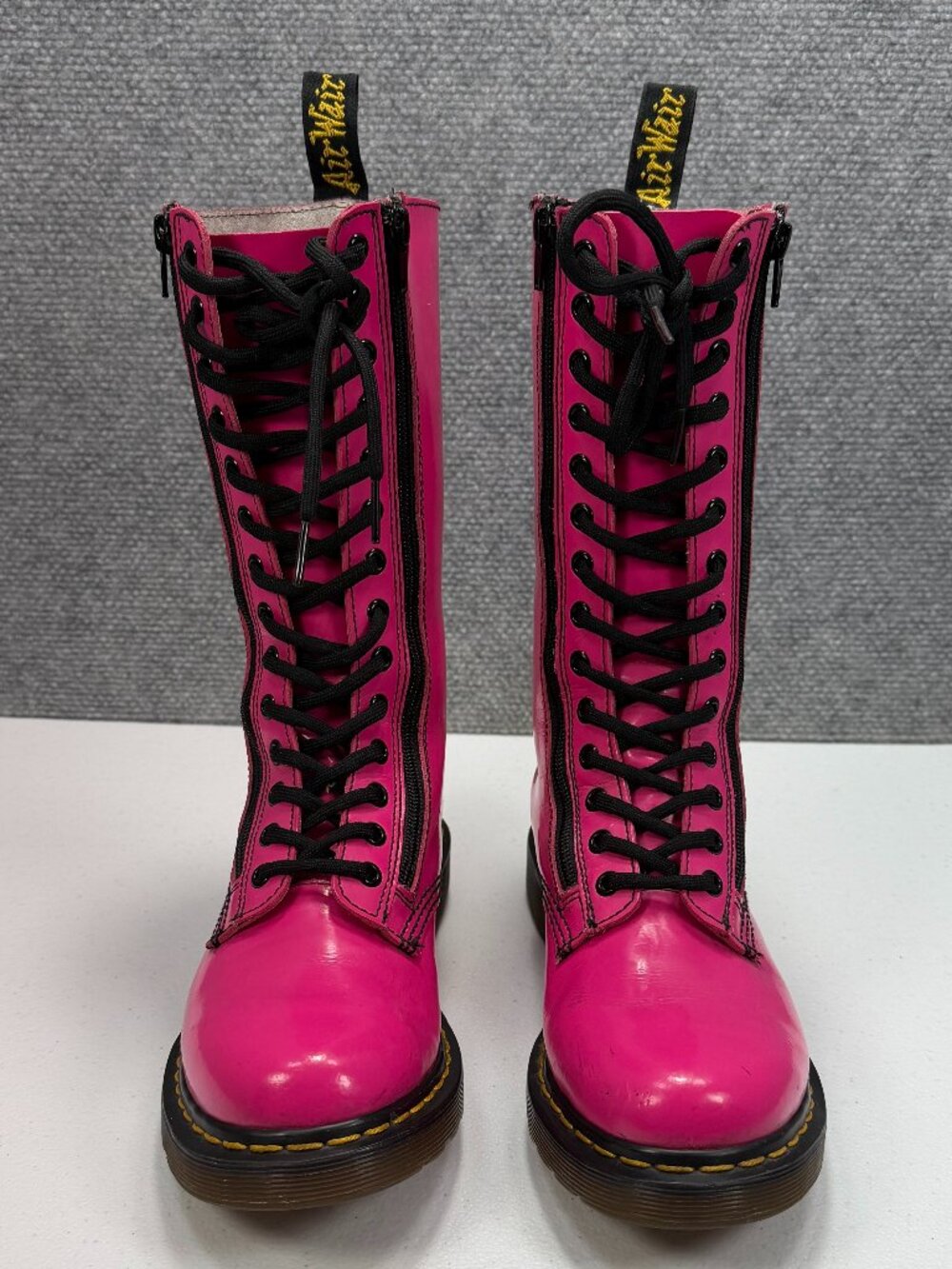 Dr Martens 9733 W Hot Pink 14 Eye Double Zip Boots Womens 8 Rare